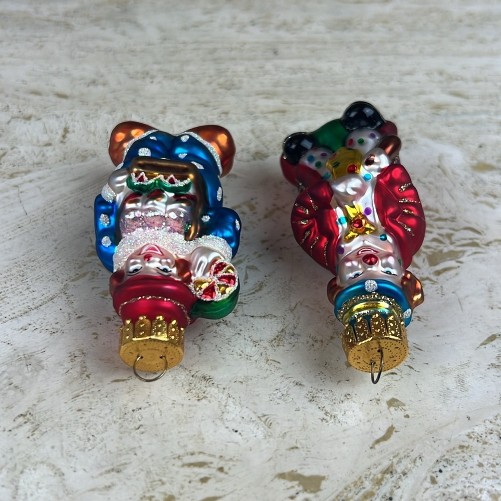 Hand crafted glass ornaments 2 clowns - Picture 5 of 7